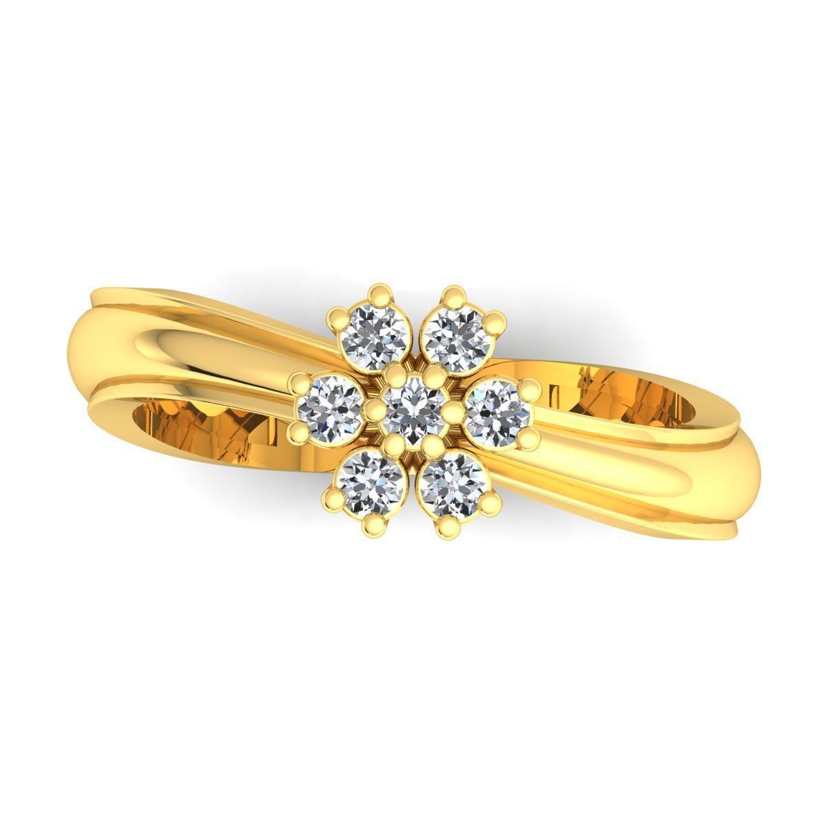 BAND 5 rose gold diamond flower ring 3D print model_12