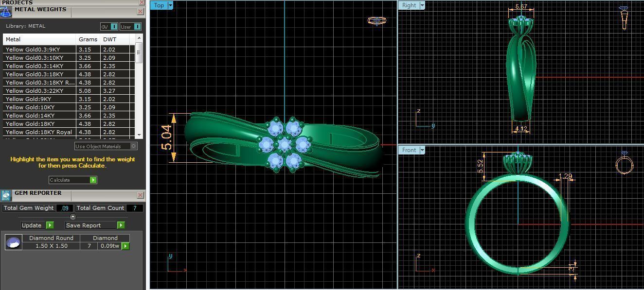 BAND 5 rose gold diamond flower ring 3D print model_2