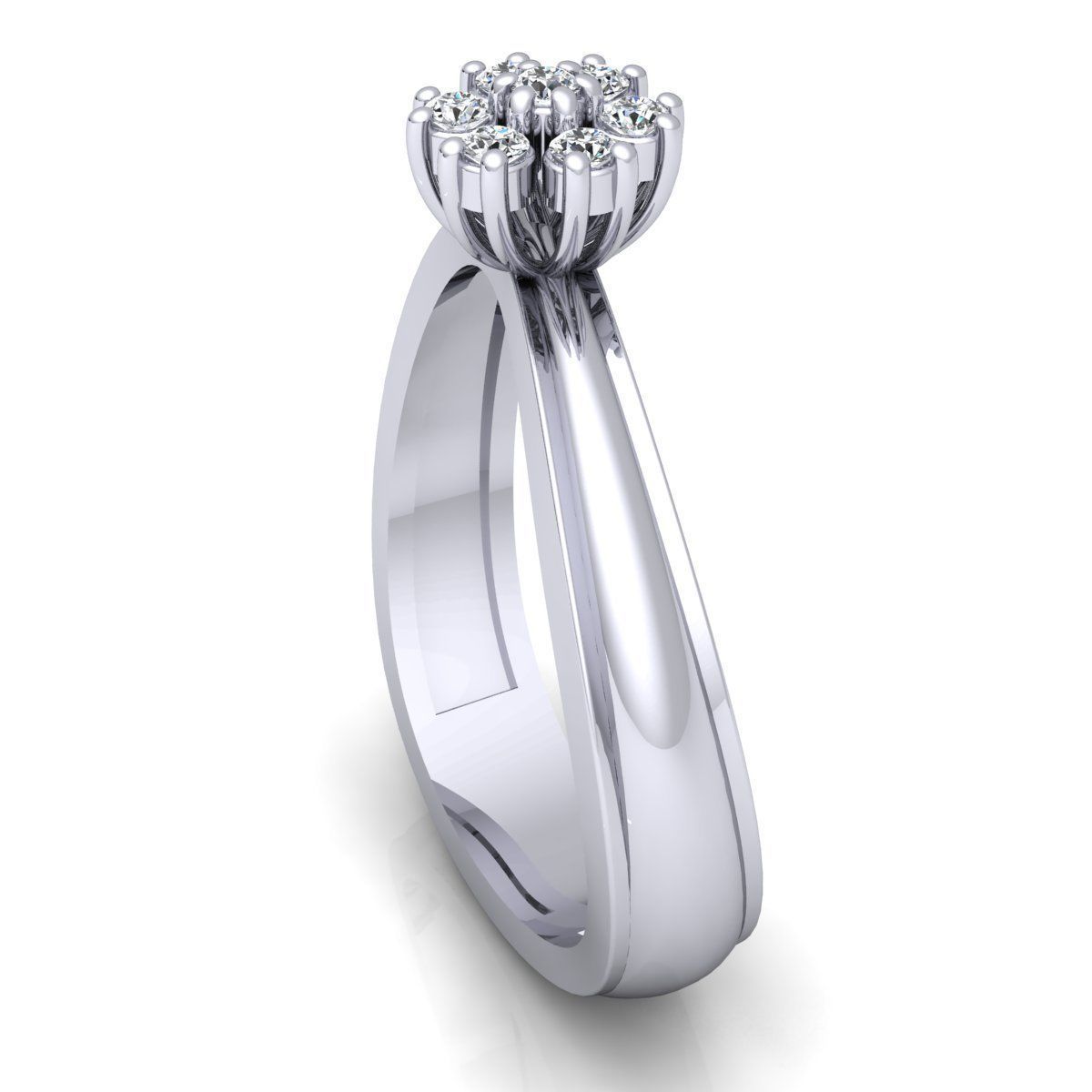 BAND 5 rose gold diamond flower ring 3D print model_13