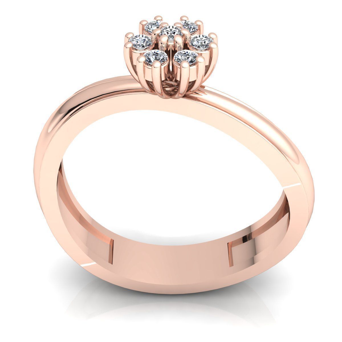 BAND 5 rose gold diamond flower ring 3D print model_8