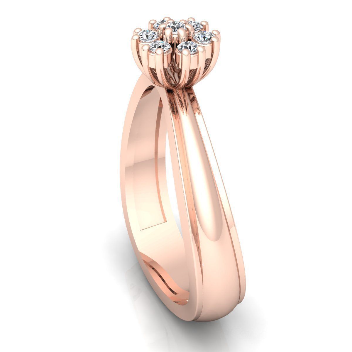 BAND 5 rose gold diamond flower ring 3D print model_14