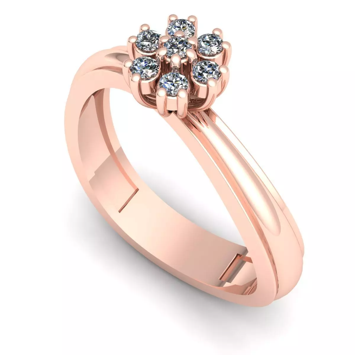 BAND 5 rose gold diamond flower ring 3D print model_0