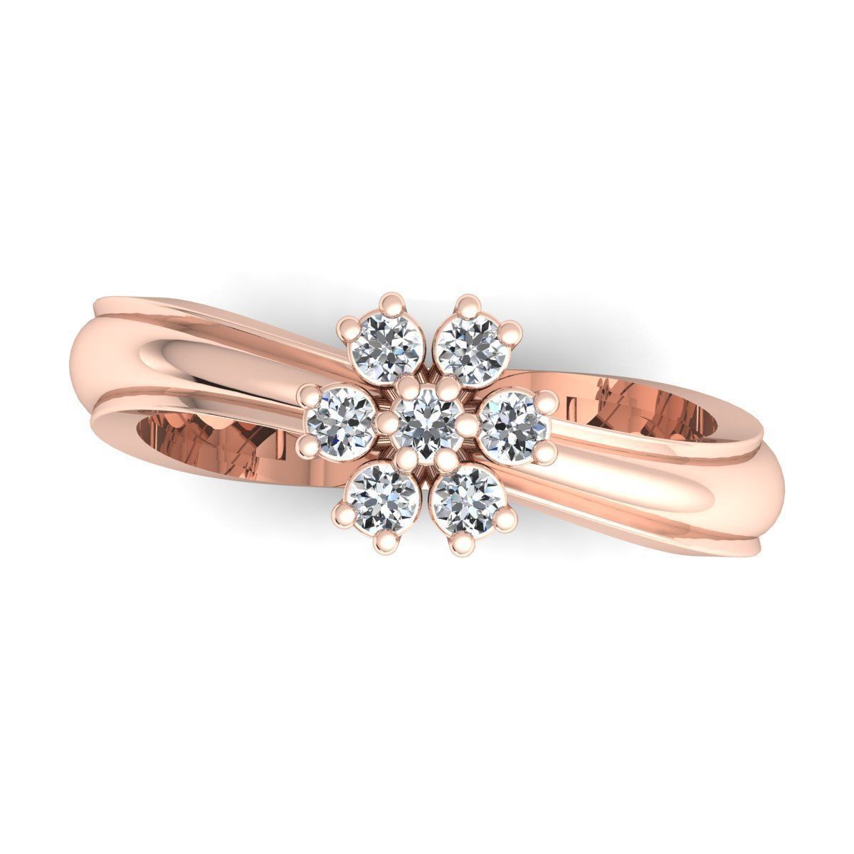 BAND 5 rose gold diamond flower ring 3D print model_11