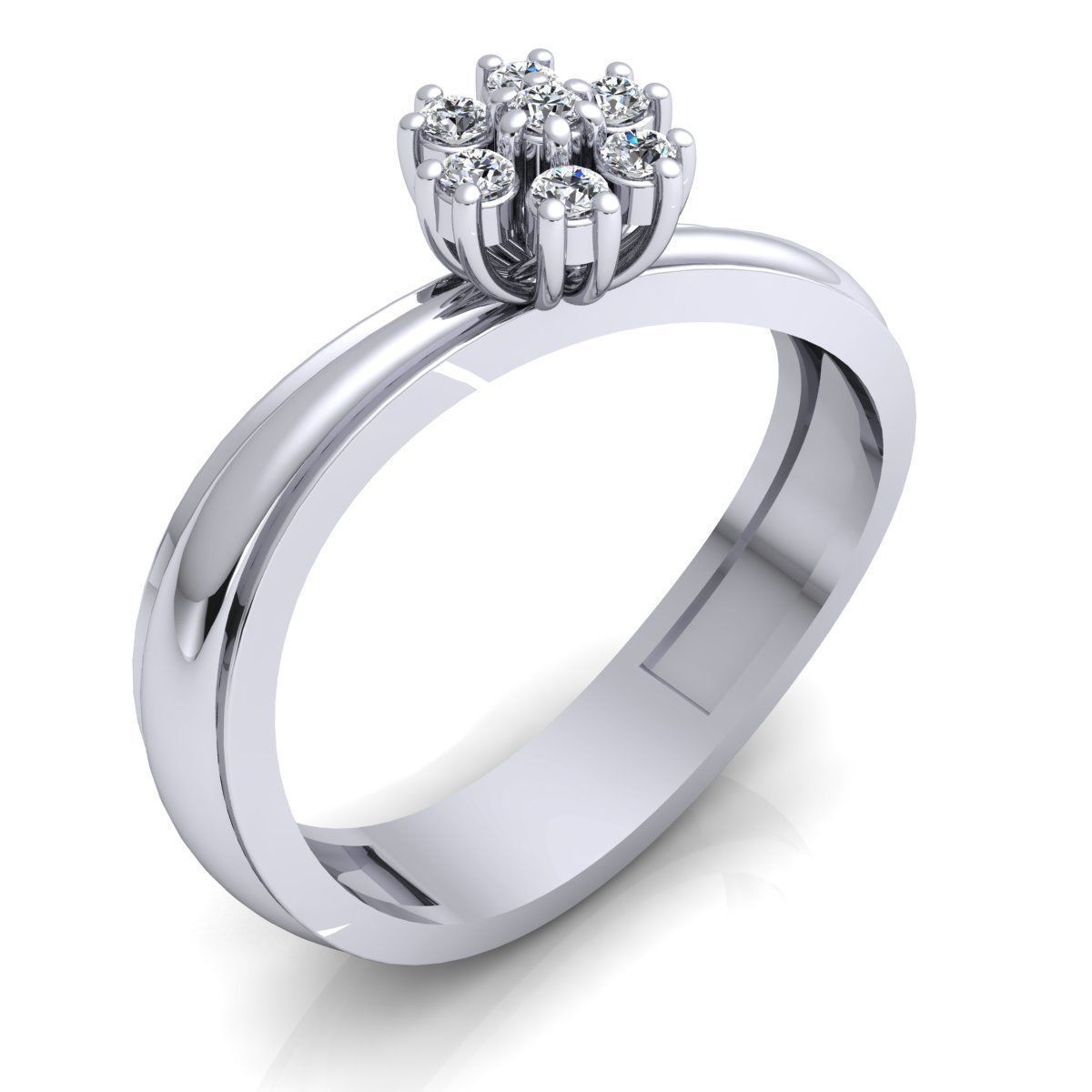 BAND 5 rose gold diamond flower ring 3D print model_4