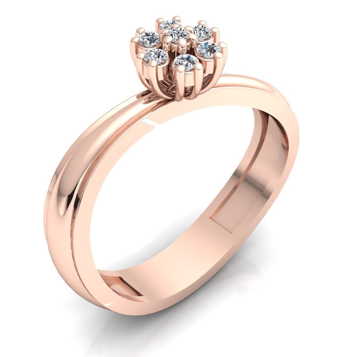 BAND 5 rose gold diamond flower ring 3D print model_5