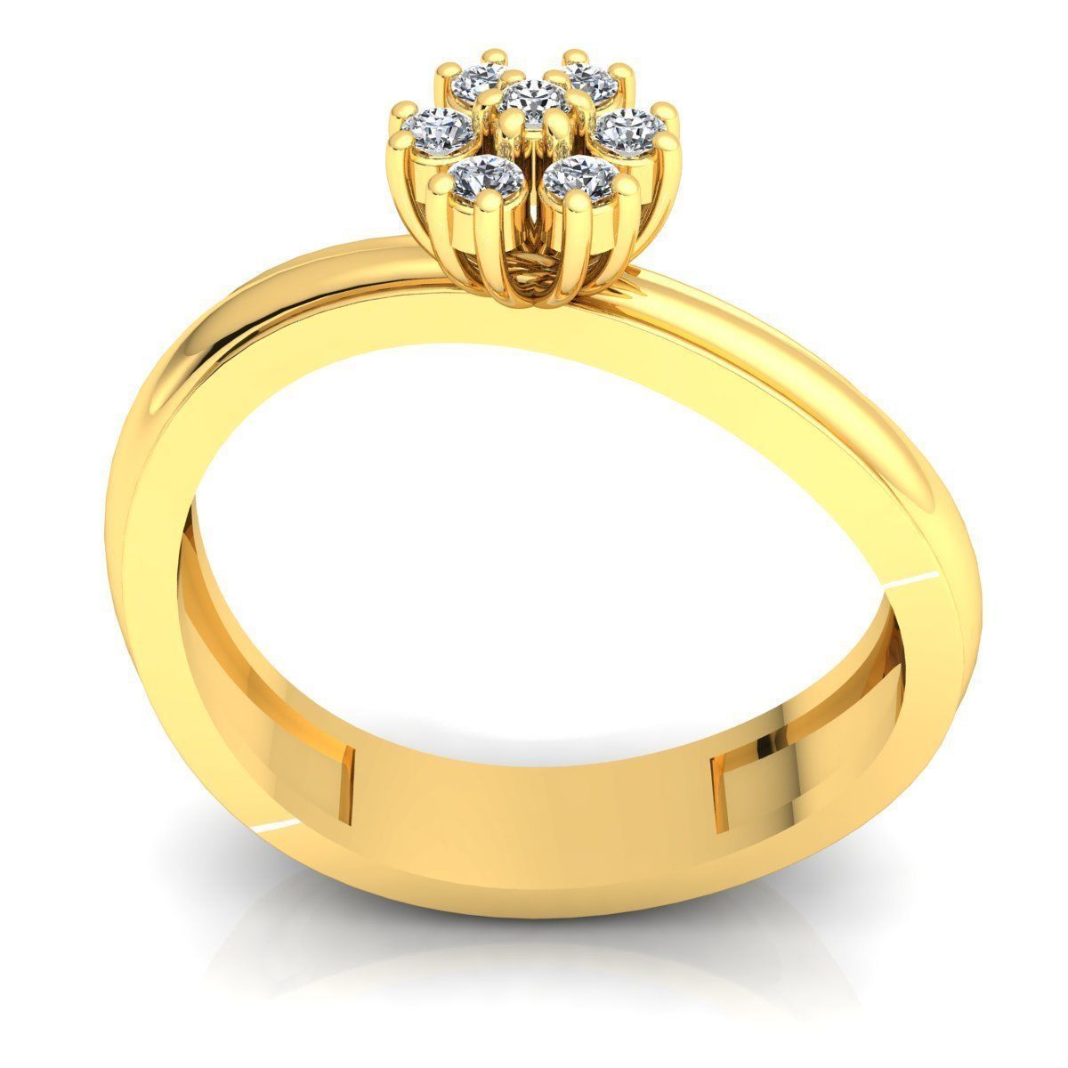 BAND 5 rose gold diamond flower ring 3D print model_9