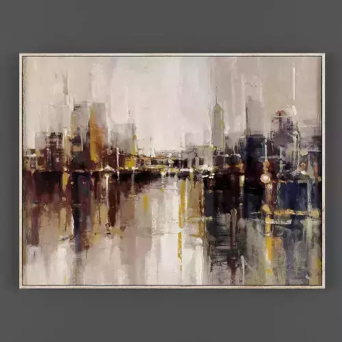 Art265 abstract painting of city skyline