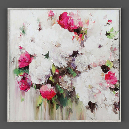 Art268 oil painting of peonies in vase Low-poly 3D model