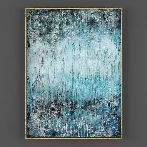 Art271 abstract painting with gold frame