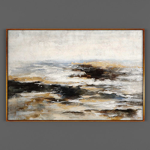 Art286 abstract painting of waves on wall Low-poly 3D model