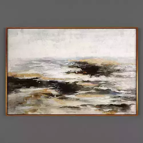 Art286 abstract painting of waves on wall Low-poly 3D model
