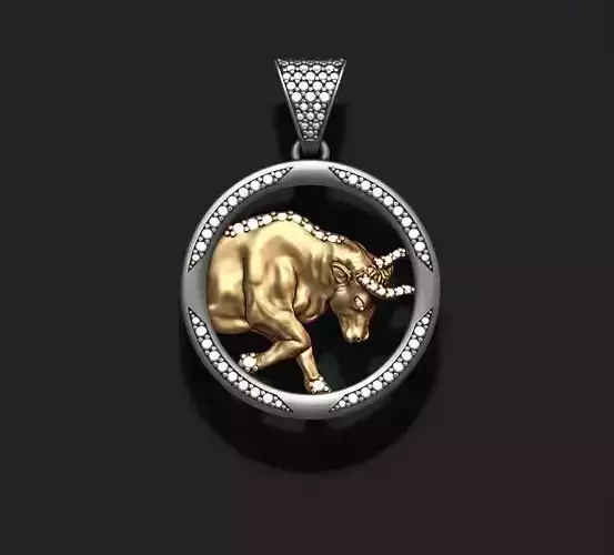 Horoscope Taurus Bull pendant with gems