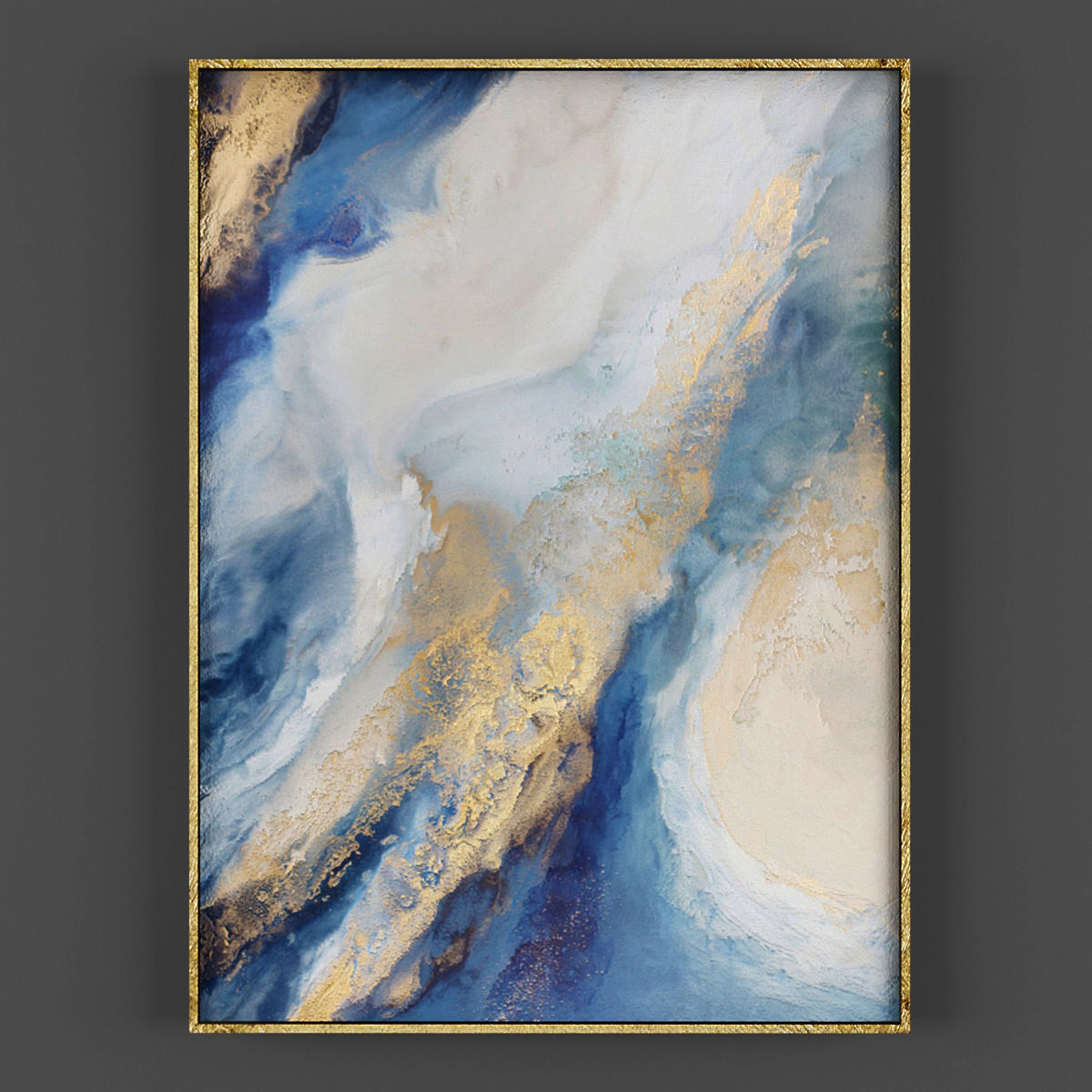 Art289 abstract painting in gold frame Low-poly 3D model_2