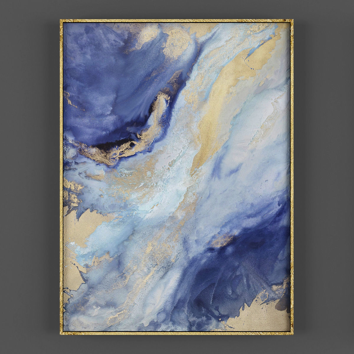 Art289 abstract painting in gold frame Low-poly 3D model_1
