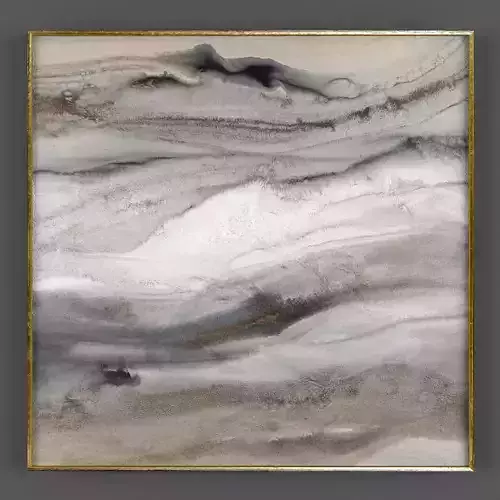 Art290 abstract marble painting in gold frame Low-poly 3D model
