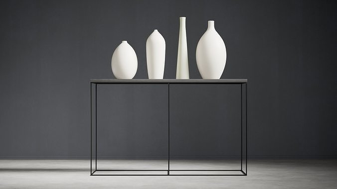 Console Table and Vases  Free 3D model
