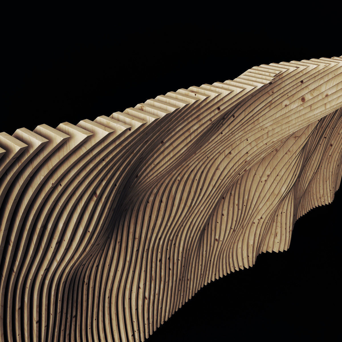 Parametric panel wood rail n2 3D model_12