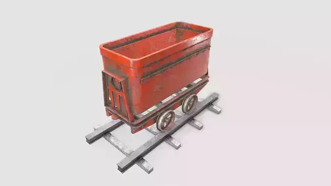 Mine Wagon 3 Low-poly 3D model