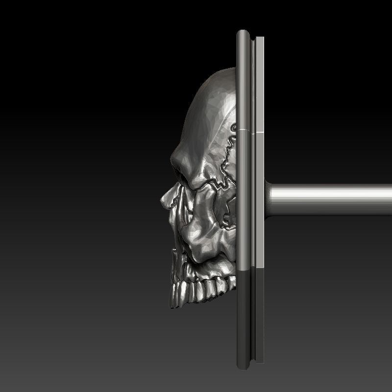 skull earrings studs 3D print model_7