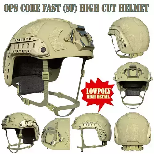 Ops Core FAST SF High Cut Helmet Low poly PBR  Low-poly 3D model