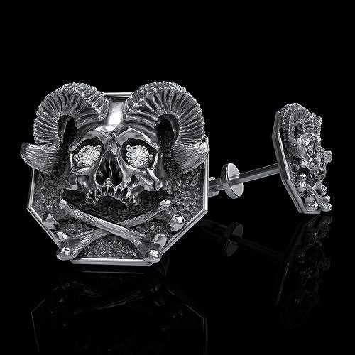 skull earrings studs 3D print model