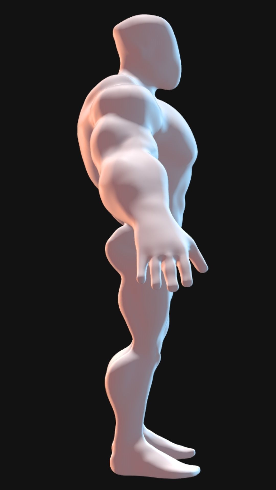 Cartoon Faceless BaseMesh Man 3D model_4