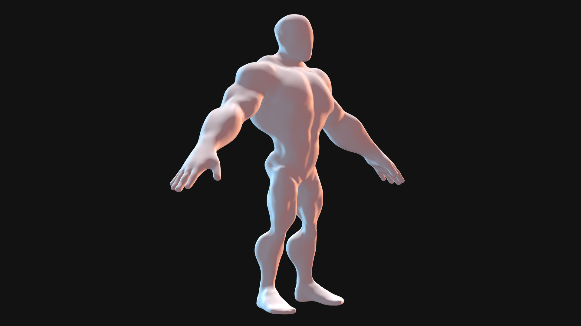 Cartoon Faceless BaseMesh Man 3D model_2