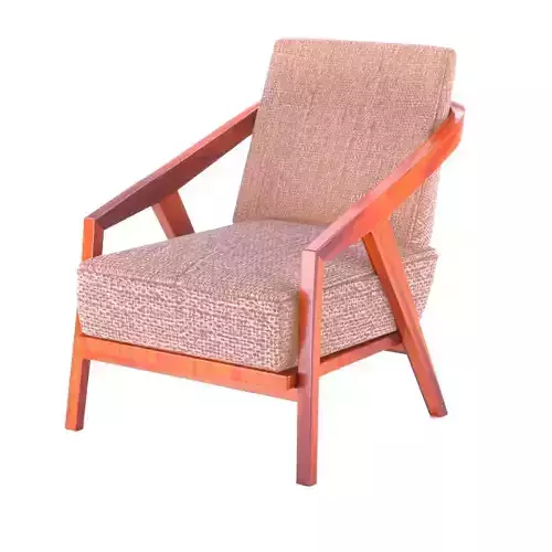 chair wooden lounge with tan upholstered seat