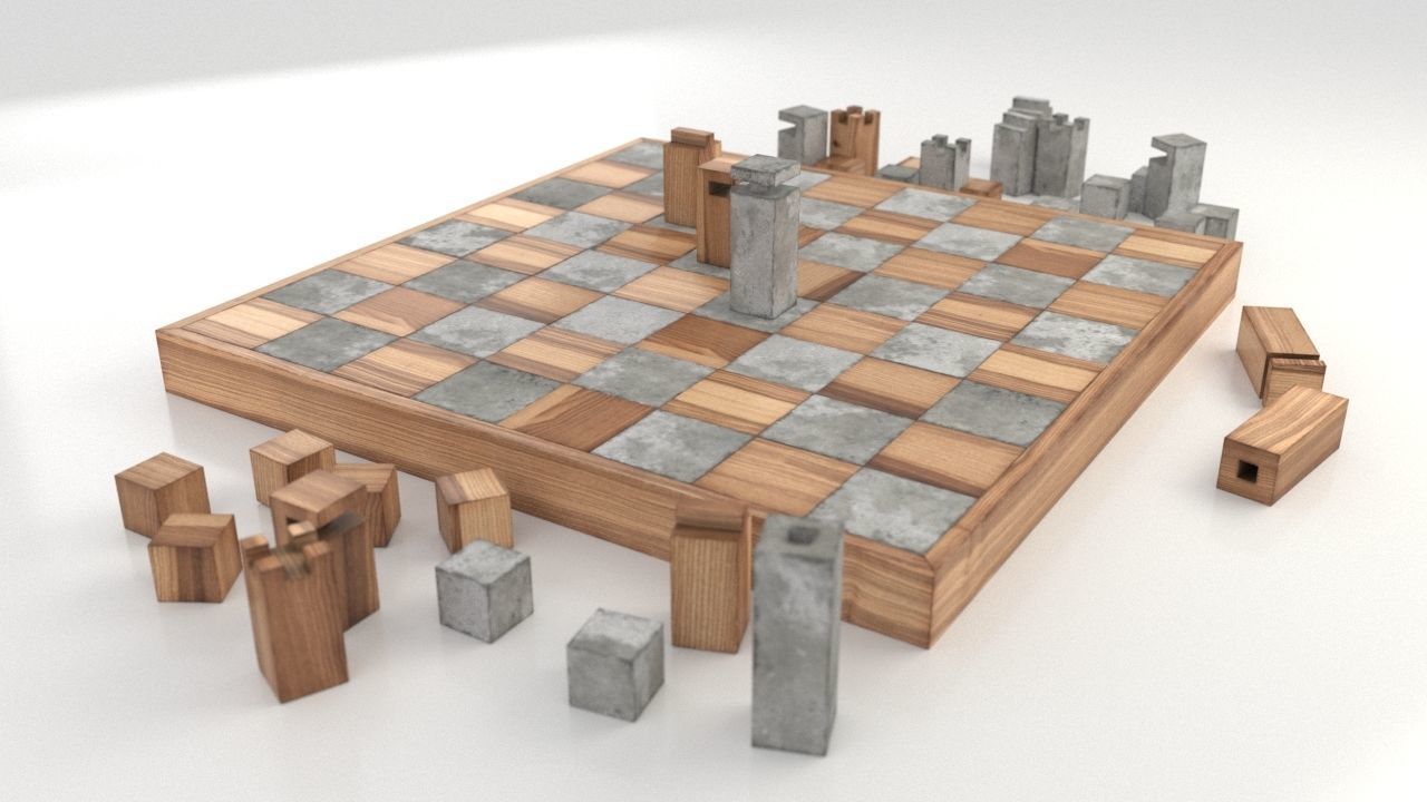 chess unique design Low-poly 3D model_5