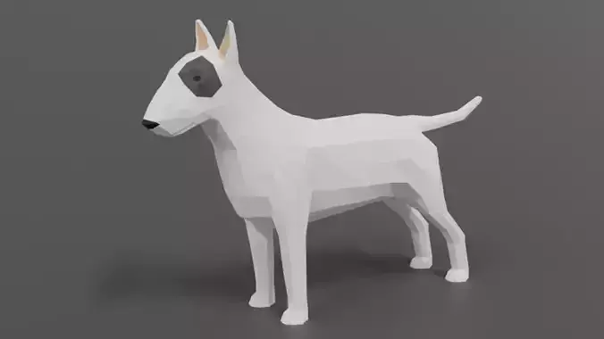 Low Poly Cartoon Bull Terrier