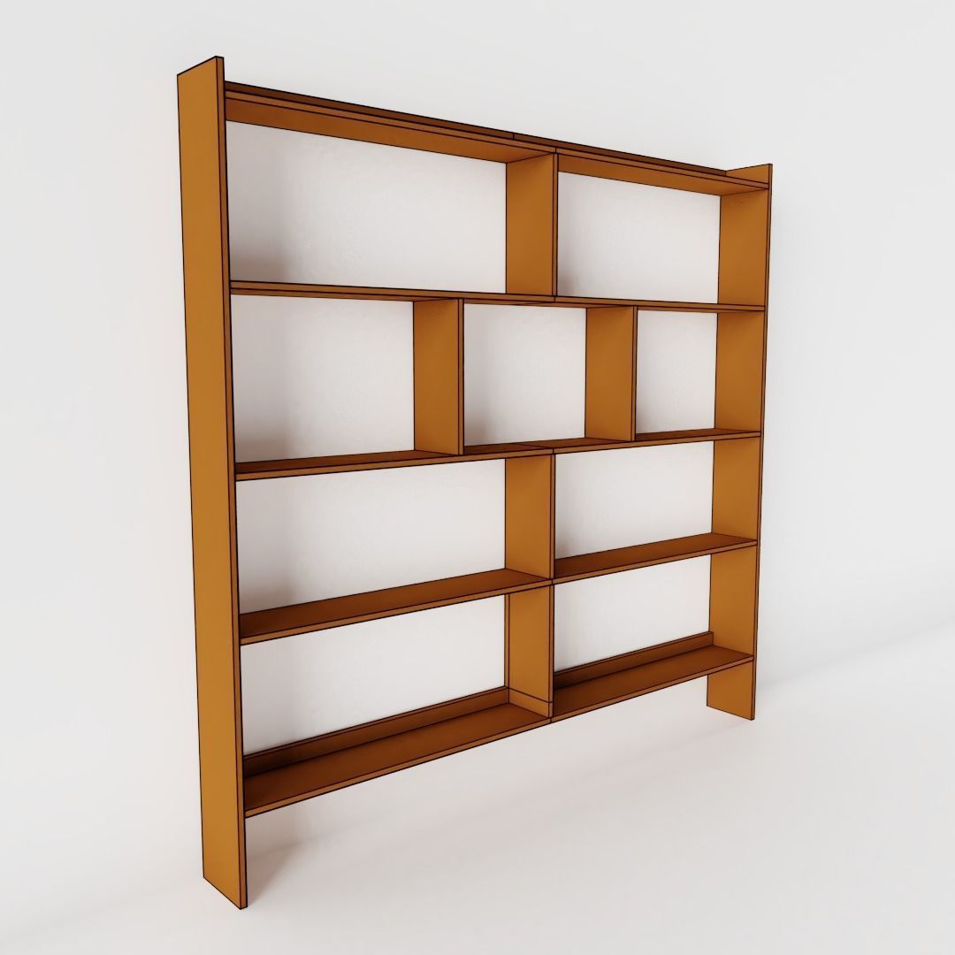 Retro Wall Shelf Low-poly 3D model_3