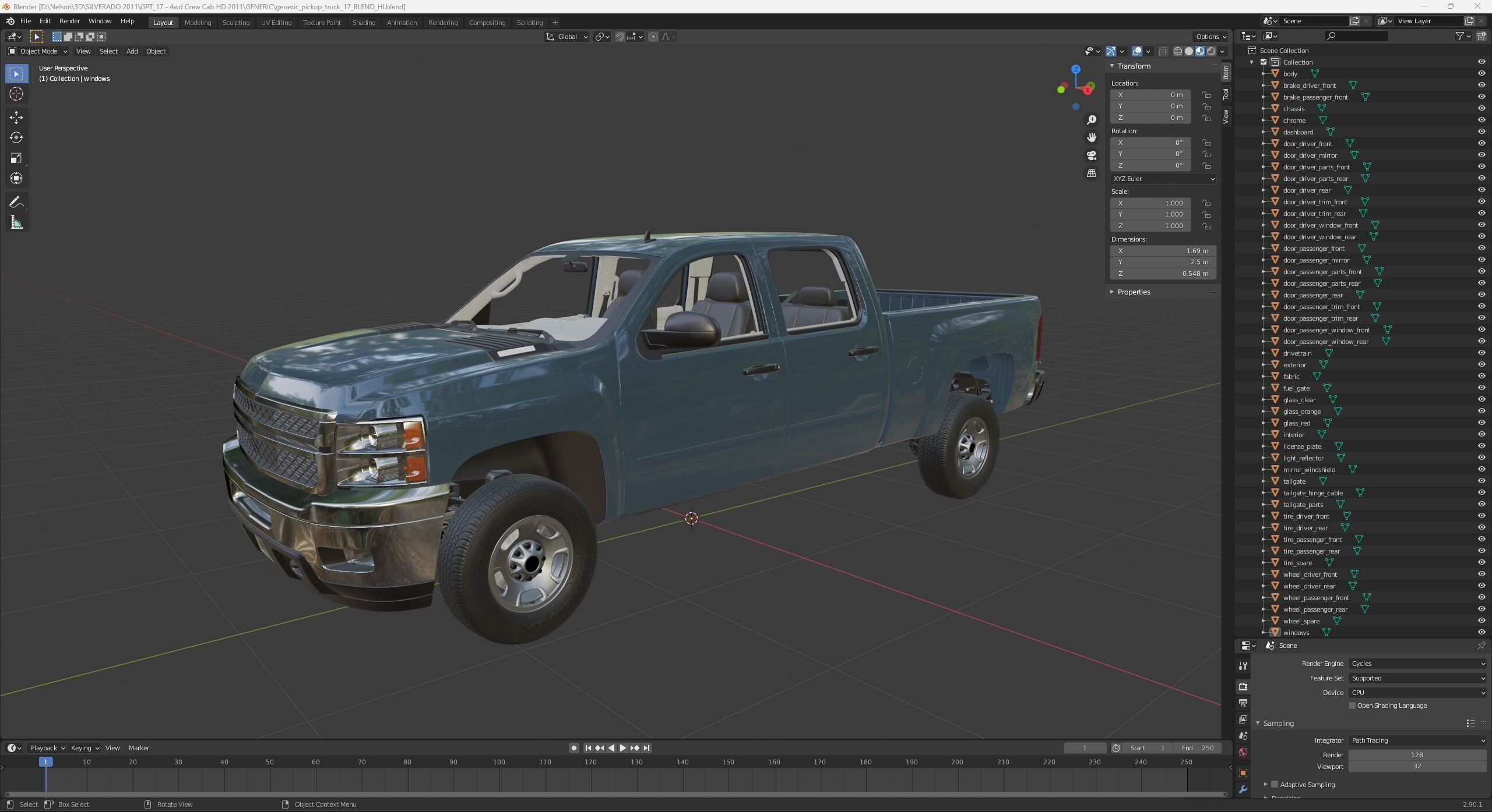 GENERIC CREW CAB PICKUP TRUCK 17 3D model_27