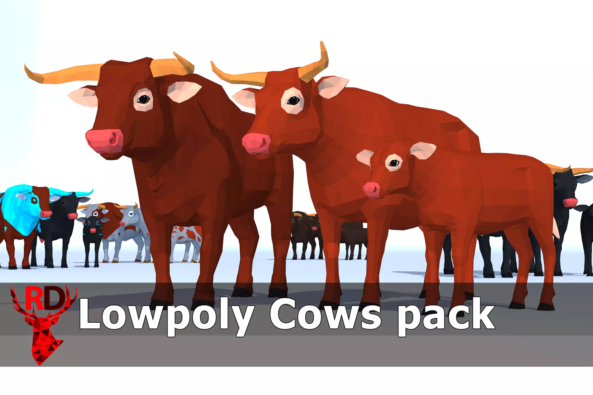 LowPoly Cows pack Low-poly 3D model_0
