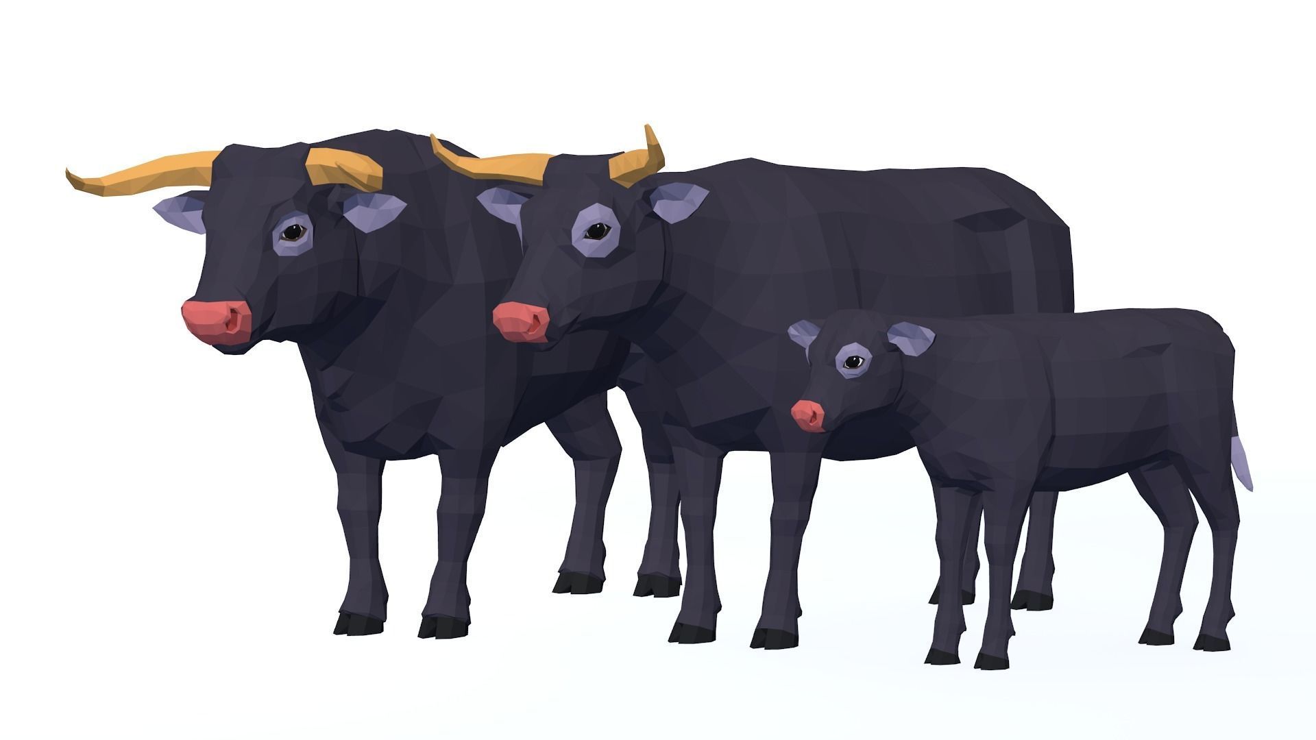 LowPoly Cows pack Low-poly 3D model_3