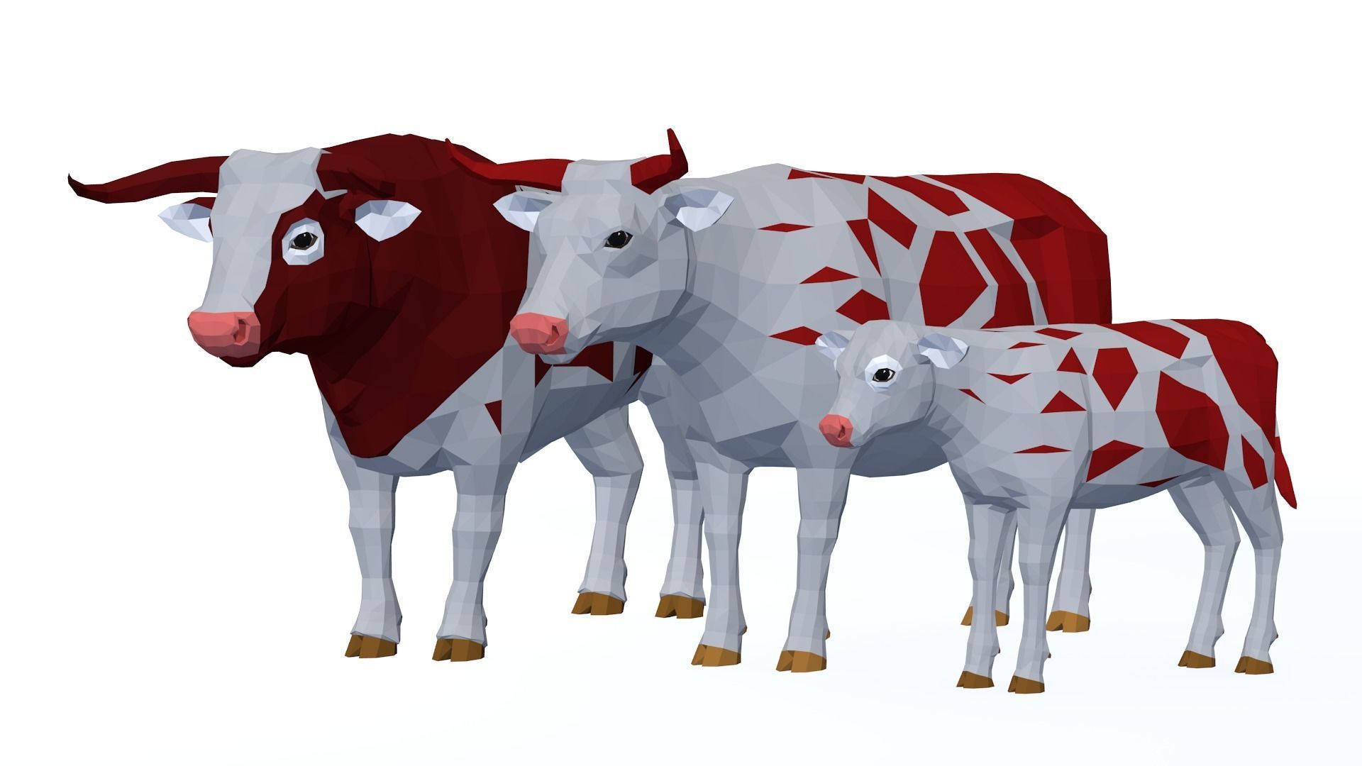 LowPoly Cows pack Low-poly 3D model_5
