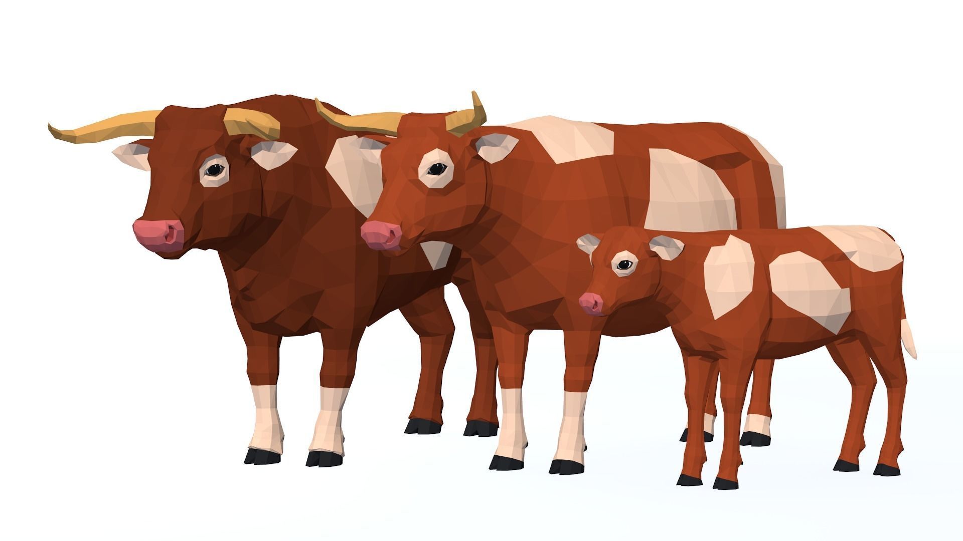 LowPoly Cows pack Low-poly 3D model_8