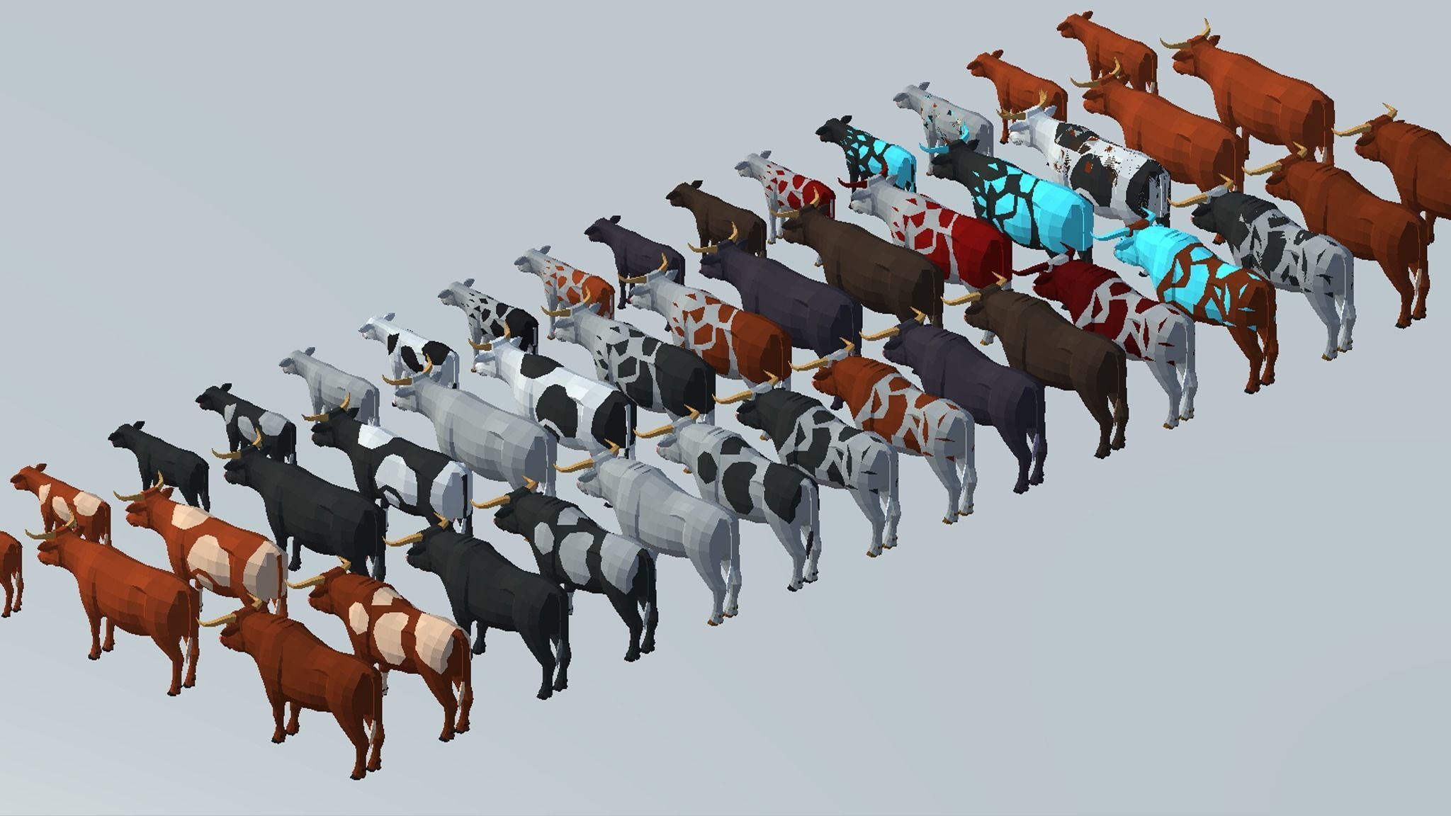 LowPoly Cows pack Low-poly 3D model_15