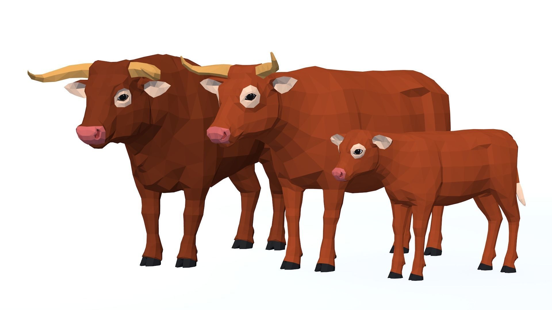 LowPoly Cows pack Low-poly 3D model_7