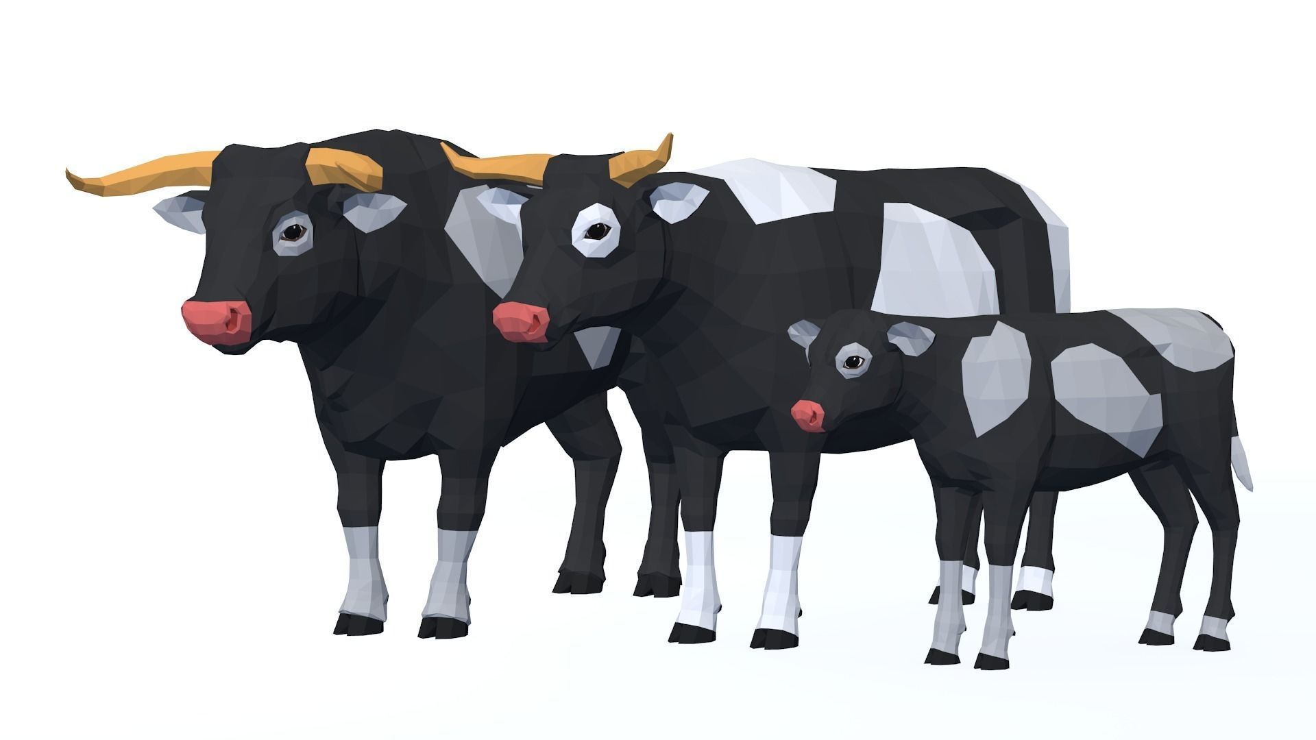 LowPoly Cows pack Low-poly 3D model_10