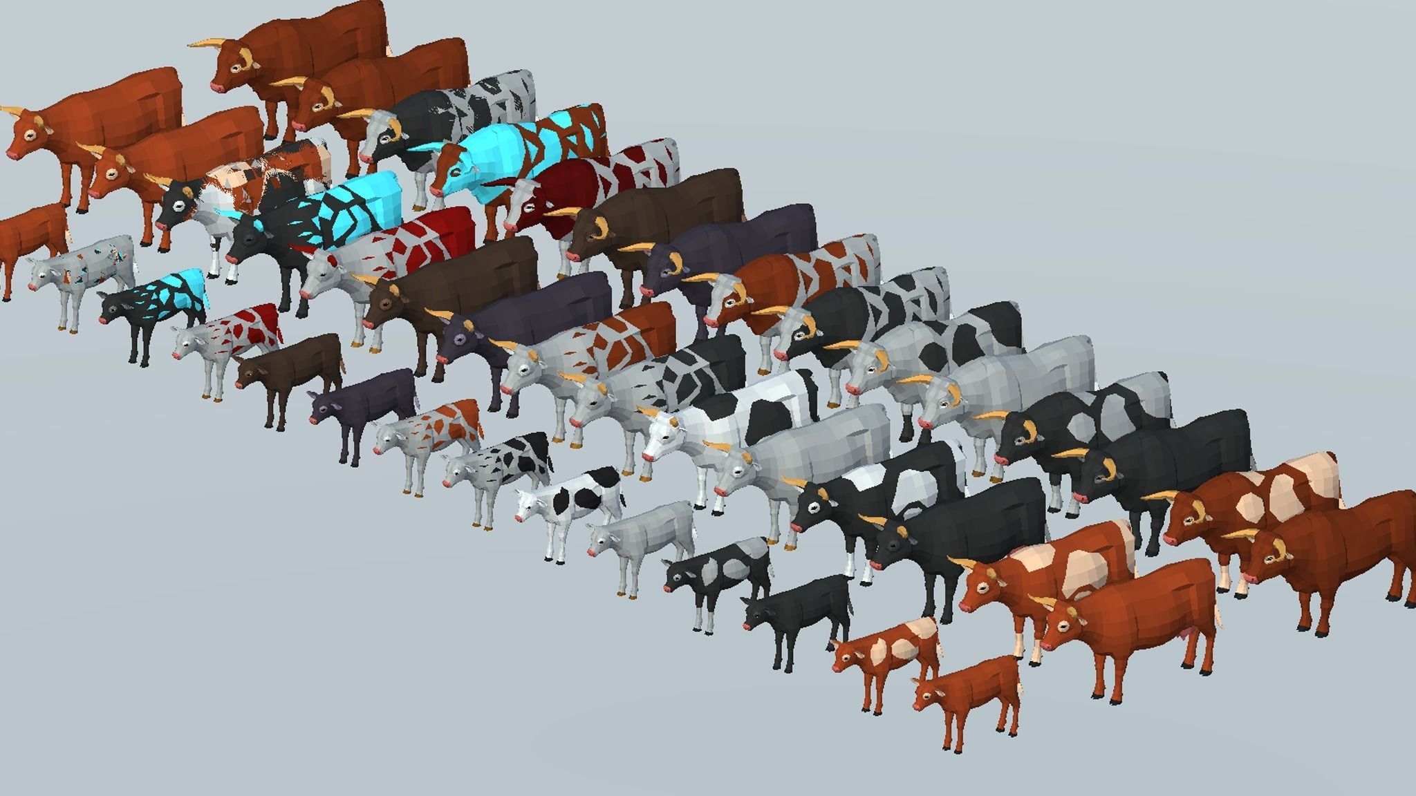 LowPoly Cows pack Low-poly 3D model_14