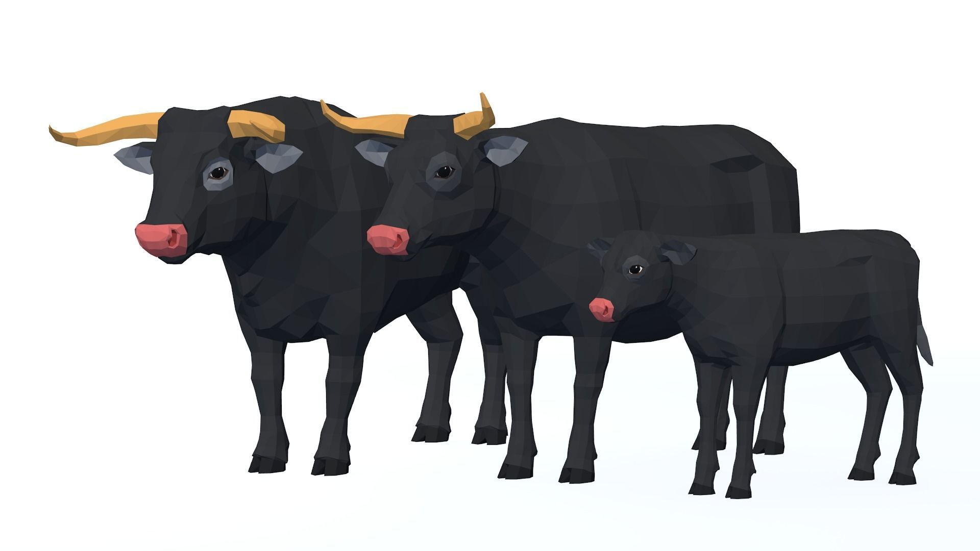LowPoly Cows pack Low-poly 3D model_9