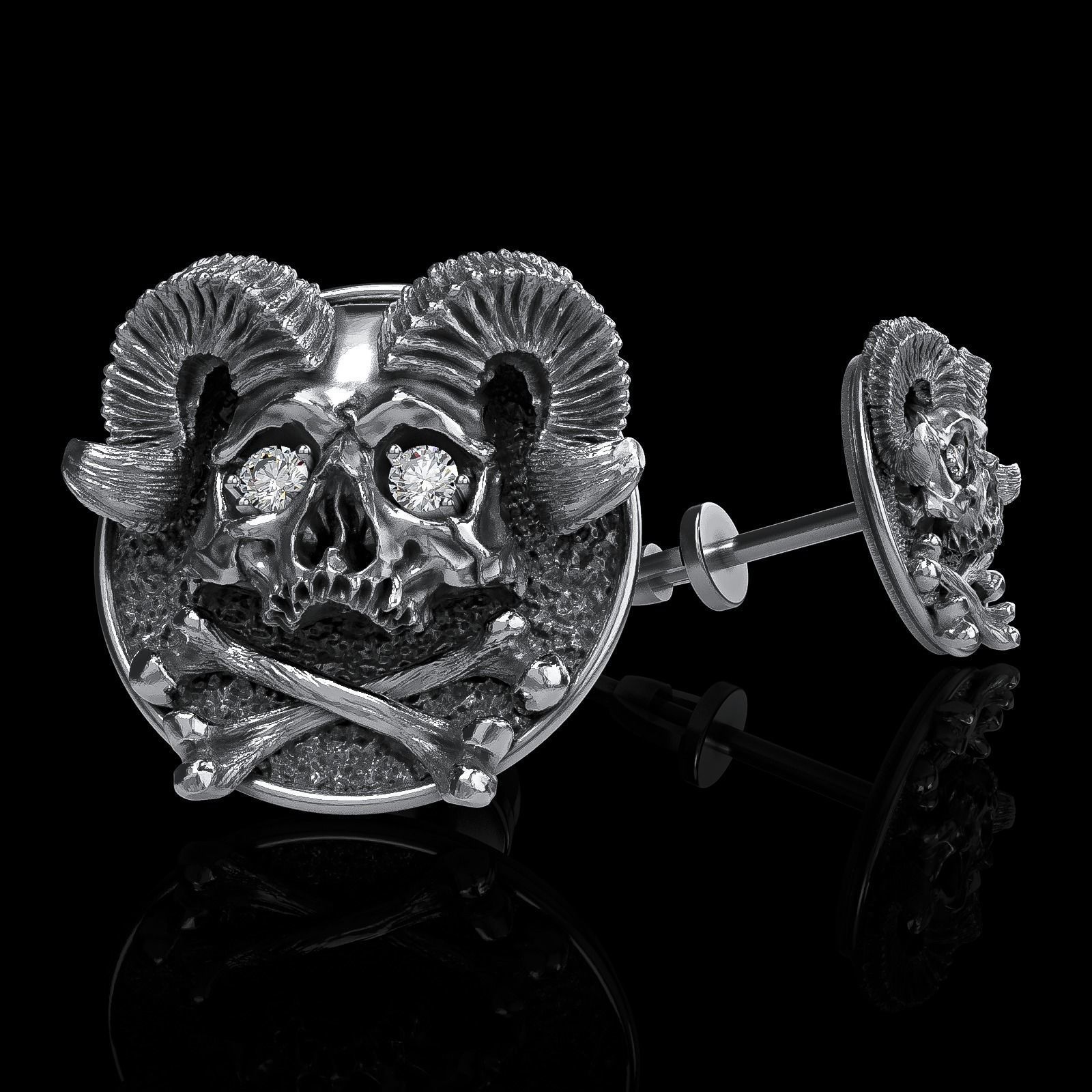 skull earrings 3D print model_0