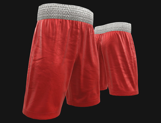 Red boxing shorts Low-poly 3D model