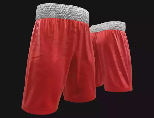 Red boxing shorts Low-poly 3D model