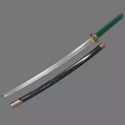 PBR Katana Japanese Sword Green