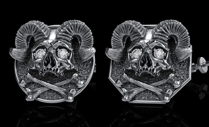 skull earrings studs 2 3D Model Collection