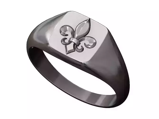 Lys flower square signet ring