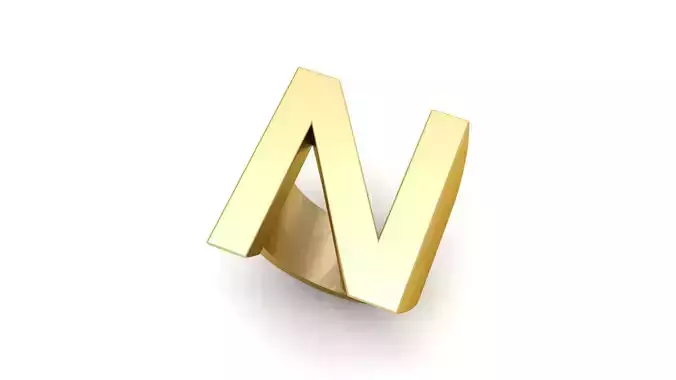 N  Letter Plain Gold Ring 