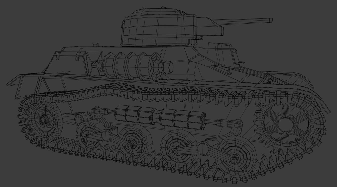 Type 97 Te-Ke tankette Low-poly 3D model_2