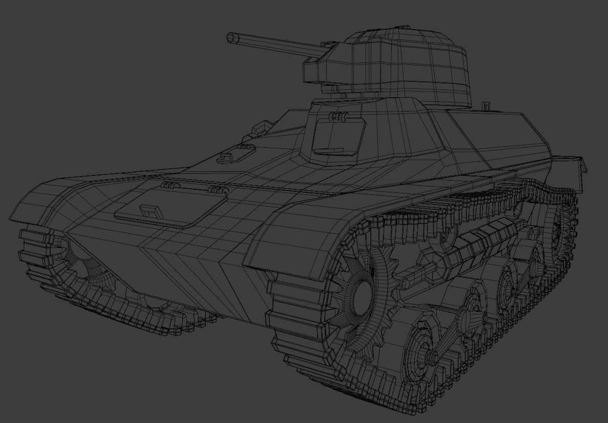 Type 97 Te-Ke tankette Low-poly 3D model_6